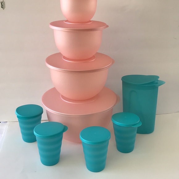 Tupperware Impressions Classic Bowl Set (4) & Jug (4) Tumbler - Picture 7 of 12